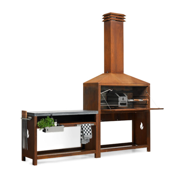 Braaimaster Premium set met zijtafel Corten