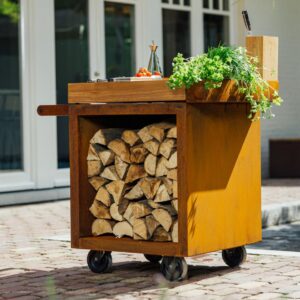 OFYR Mise en Place Corten stalen tafel 65 PRO Teak Hout