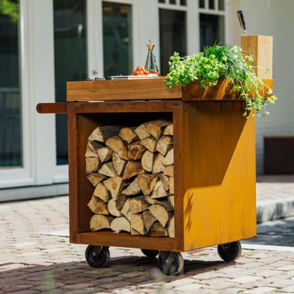OFYR Mise en Place Corten stalen tafel 65 PRO Teak Hout